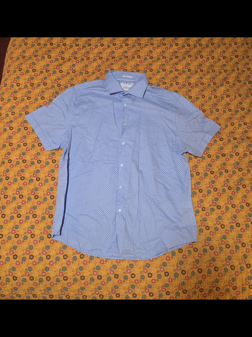 Denim & Flower Light Blue Short-Sleeve Button-Up Shirt XL